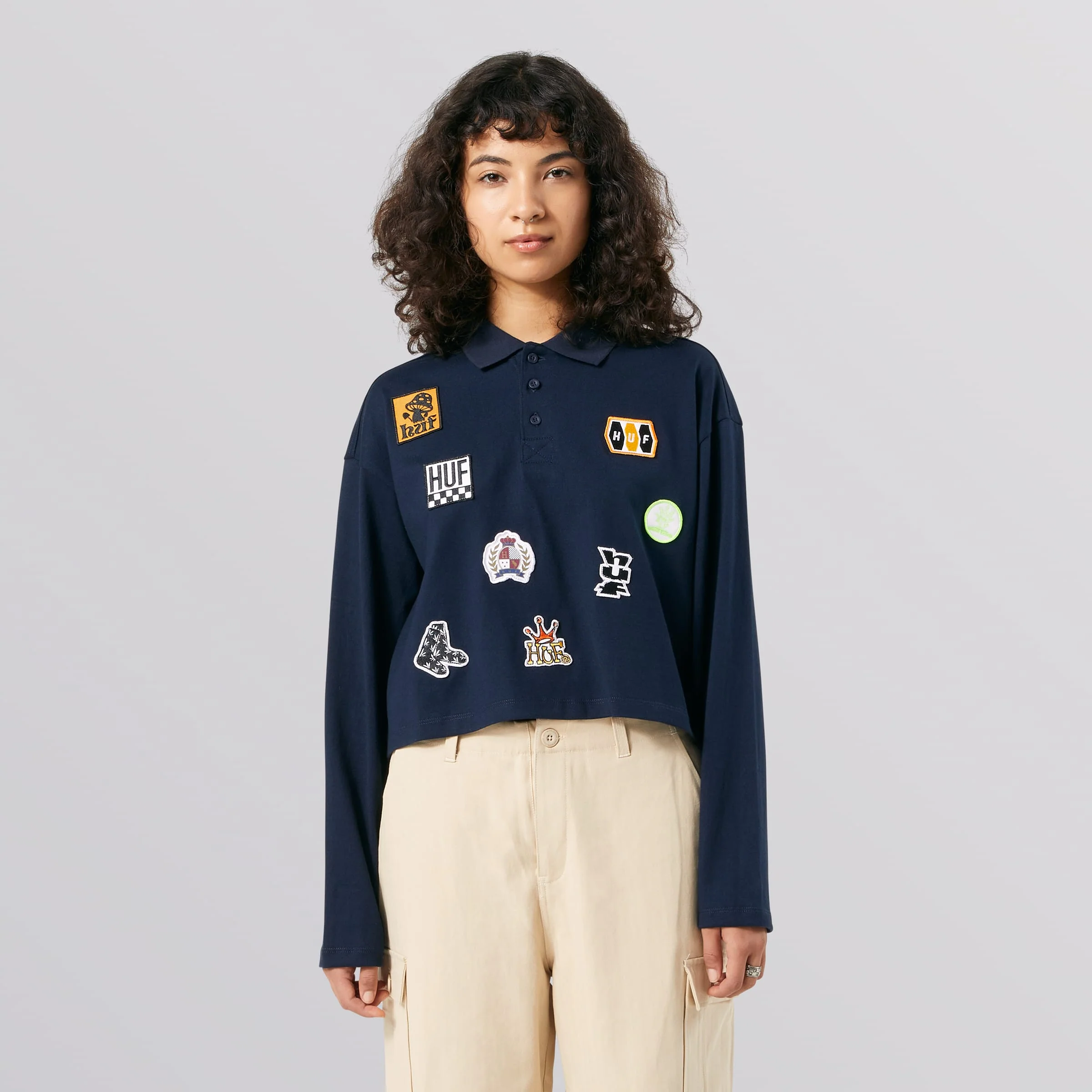Patches Long Sleeve T-Shirt Crop Polo - Image 3
