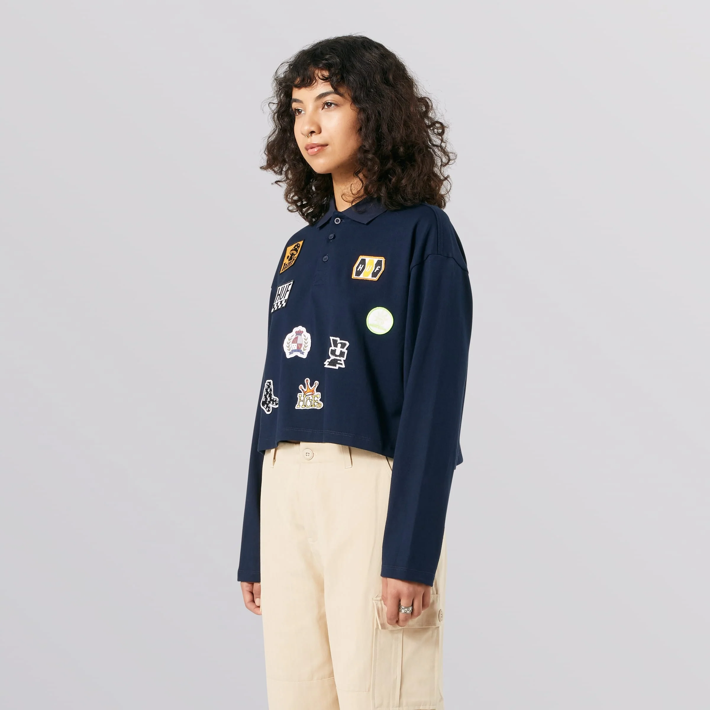 Patches Long Sleeve T-Shirt Crop Polo - Image 4
