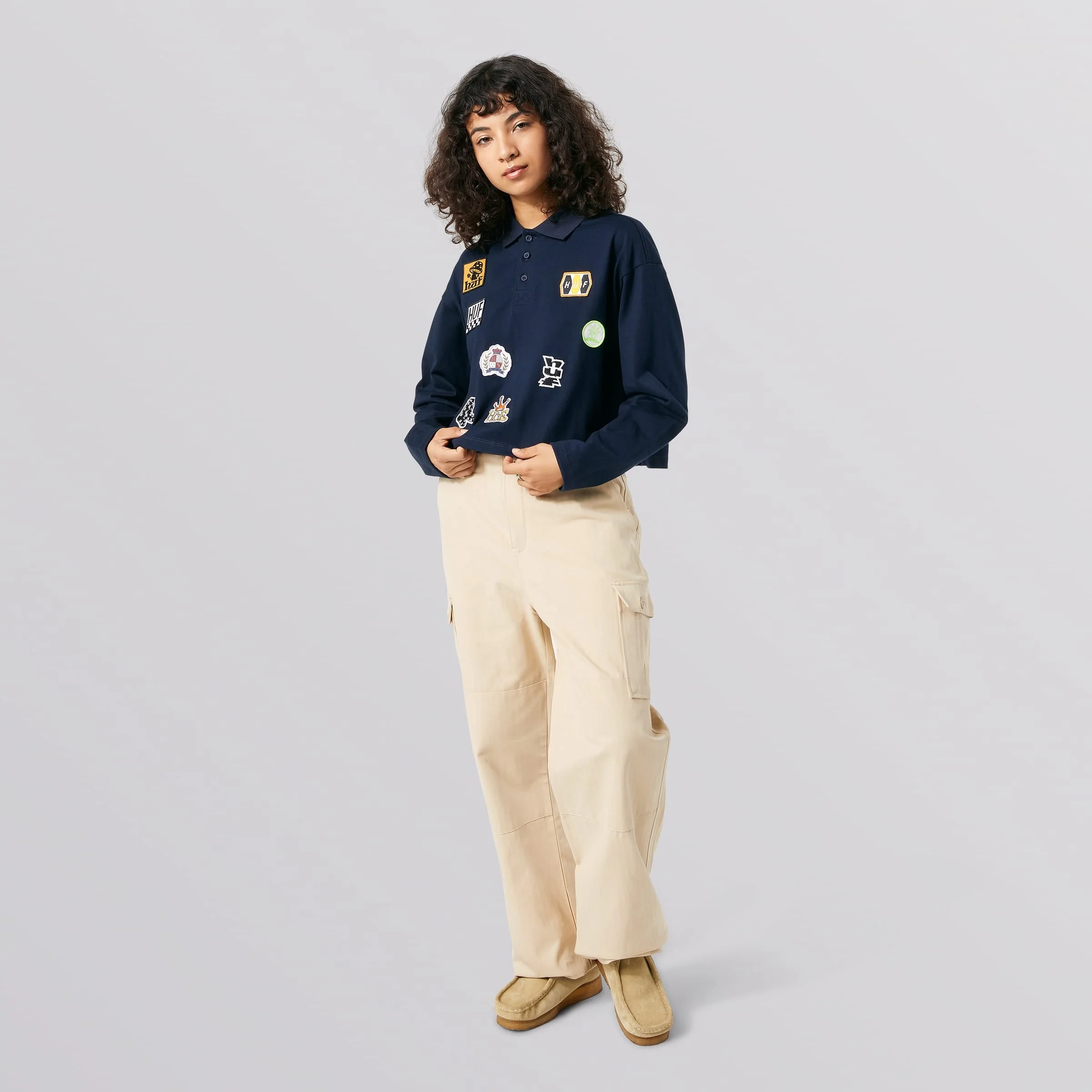 Patches Long Sleeve T-Shirt Crop Polo - Image 6