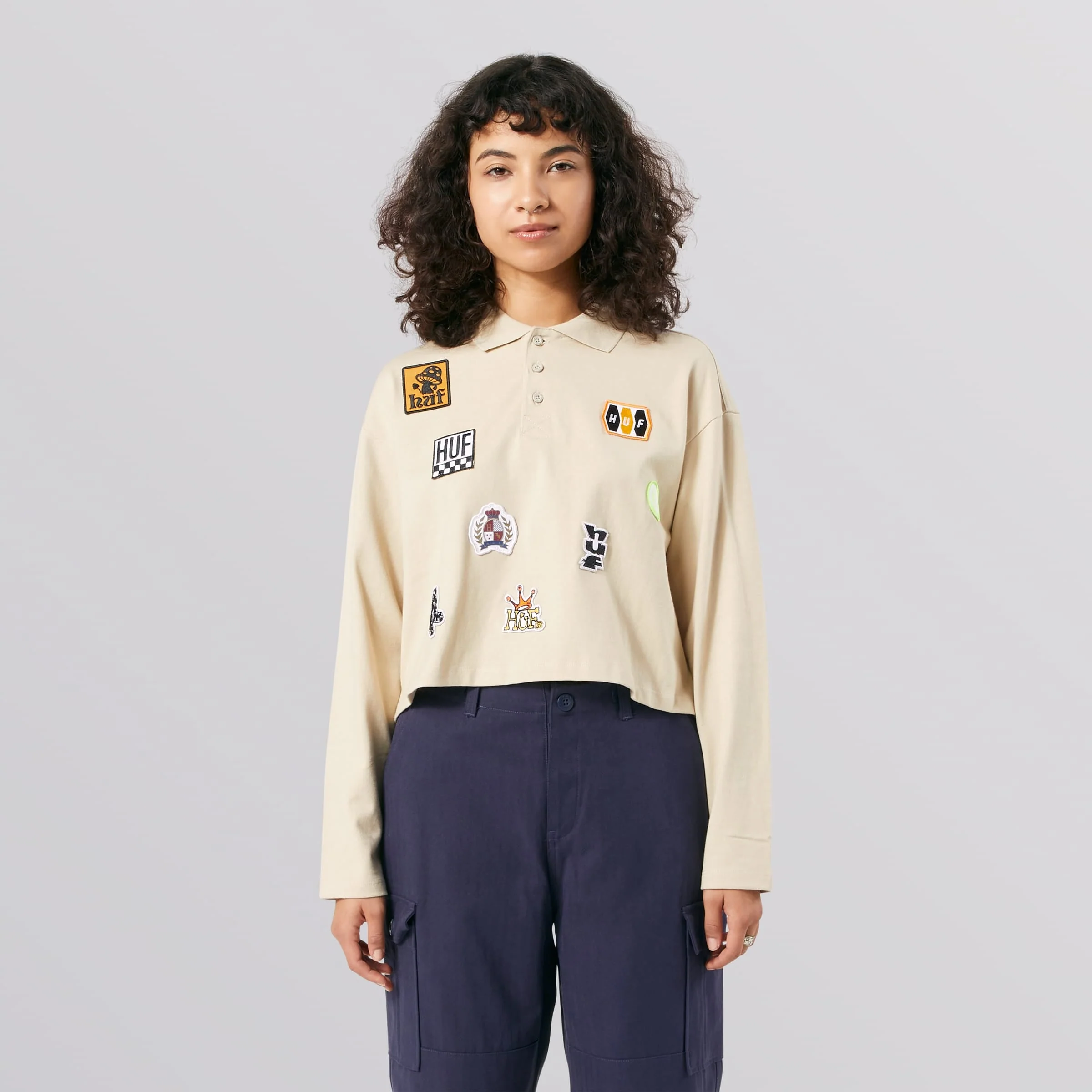 Patches Long Sleeve T-Shirt Crop Polo - Image 7