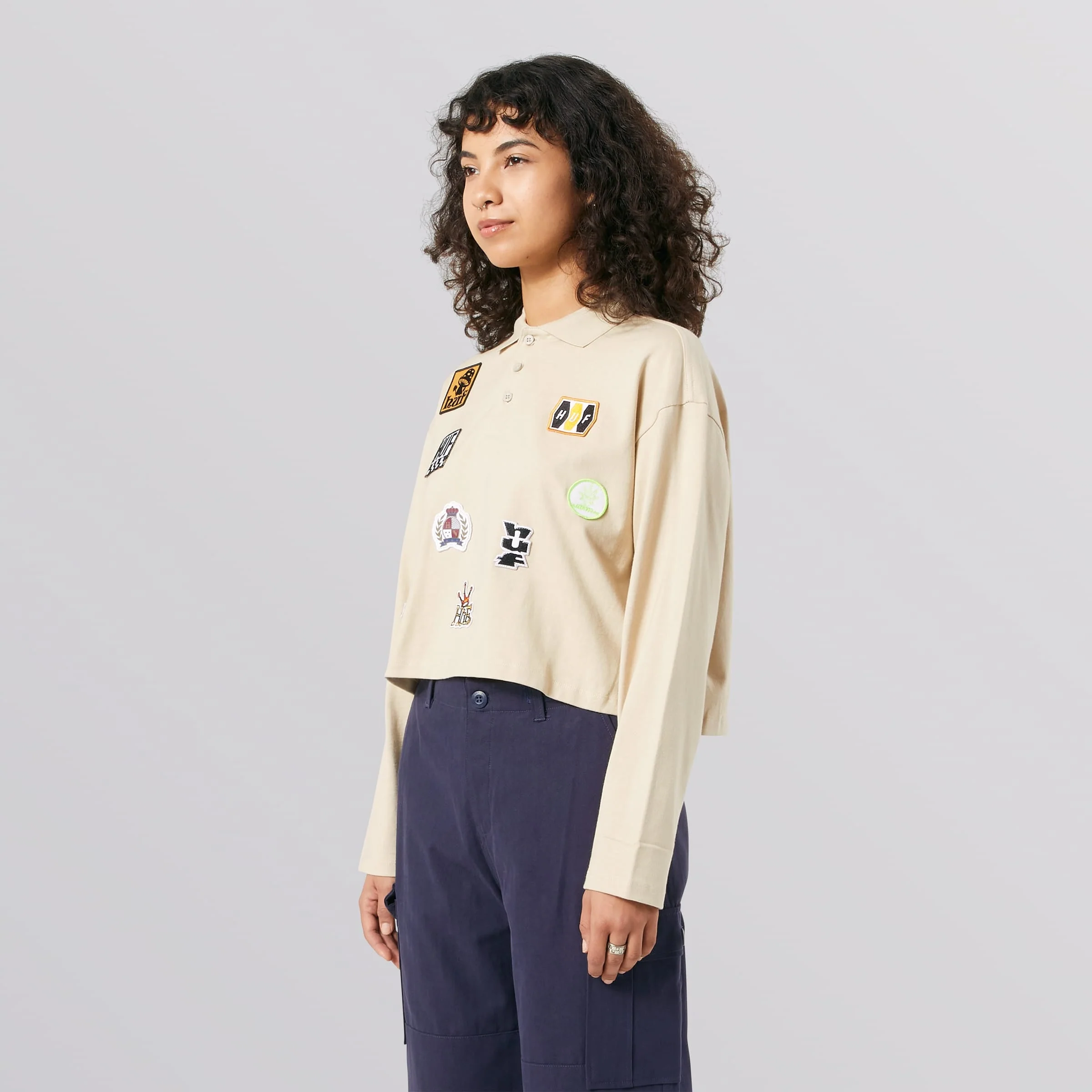 Patches Long Sleeve T-Shirt Crop Polo - Image 8